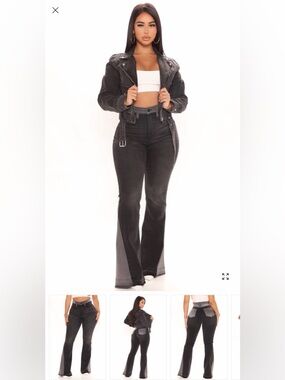 Fashion Nova black And Gray Flare Jeans